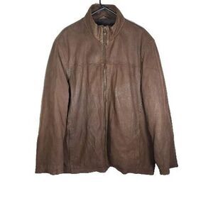 R&O By Reilly Olmes Men’s XL Brown Genuine Nubuck Leather Bomber Biker Jacket